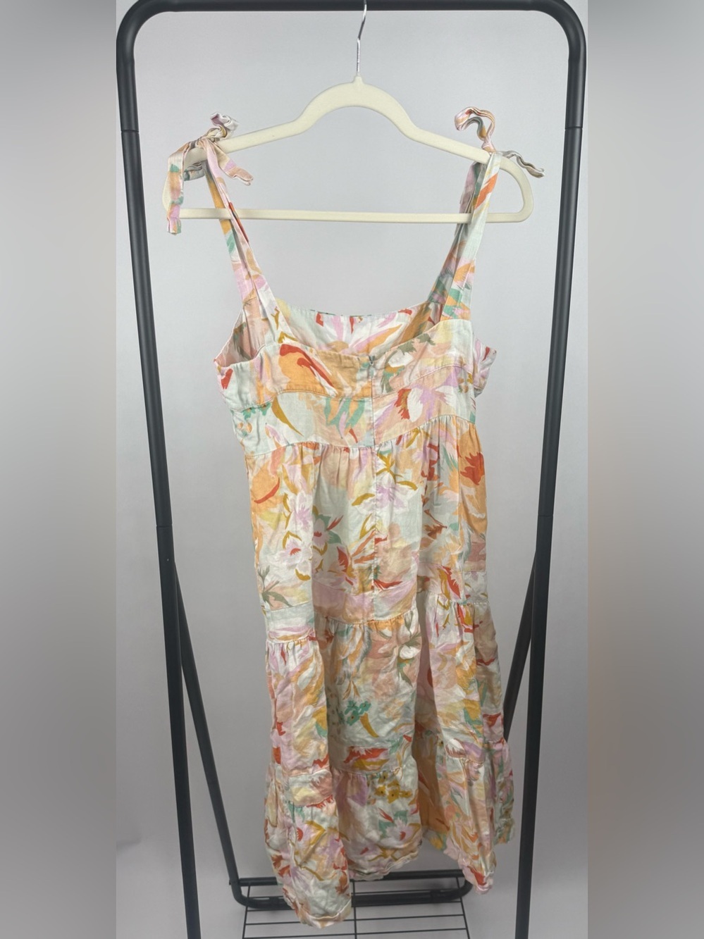 Kachel x Anthropologie Floral Linen Tie Strap Midi Dress Women’s Size 6 - Picture 6 of 8
